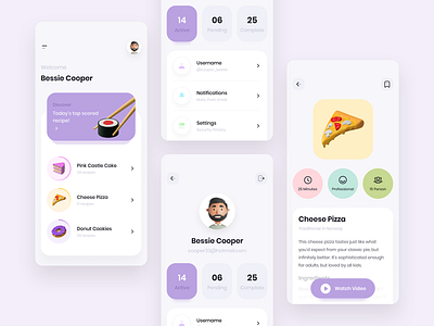 Food Recipe App V2 🍕 2021 trend 3d illustration app app design application clean cooking design food recipe ios minimal mobile app mobile app design profile page social media tutorial typography ui user interface ux