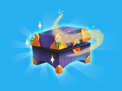 Magic Chest 2d cash chest coins design diamond game glow gold illustration illustrator magic shine shop slot treasure treasure chest vector