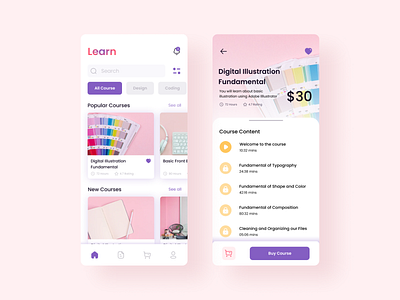 Learning Platform Application app course design interface learn learning app learning platform lesson minimal mobile study ui ui design uiux ux