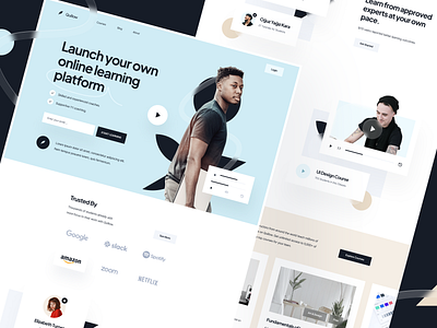 Landing Page: Quillow animation black design education education app education website glassmorphism hero landing landing page landing page design landing page ui saas landing page template trendy ui webflow