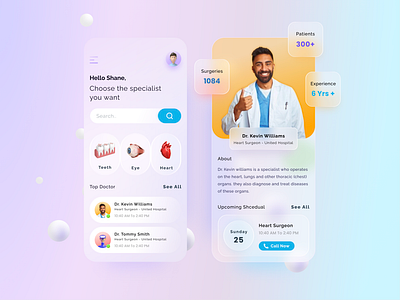 Medical Mobile App glassmorphism ui design app clean clean design doctor dribbble figma heath care ios medical mobile mobile template ui ui design ux