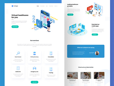 Virtual healthcare branding creative doctor drugs flat gradient header illustrations landing page medical medical app typogaphy ui ui design ux virtual web design