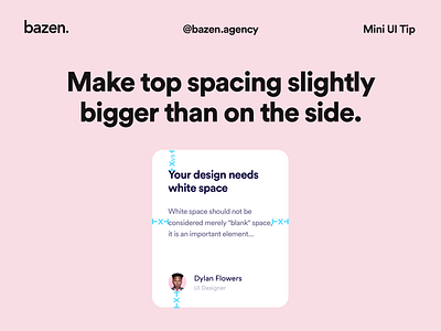 Mini UI Tip - Top spacing bazen agency card design card ui card ui design cards ui design inspiration design thinking design tip design tips padding space exploration spacing typography ui ui card ui cards ui design white space