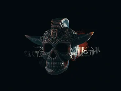 SR-03 3d animation abstract digital art skull