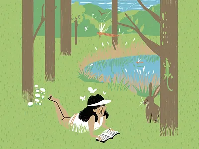Nature animation club content digital art garden golf green illustration lake relax social trees woods