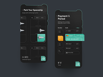 Rocket Parking Mobile App Concept android app design dark dark app glass glassmorphism ios mobile neumorph neumorphic neumorphic design neumorphism neumorphism ui park parking payment spacex trend ui ux