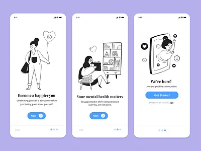 Wellness Mental Health App animation branding design designer digital agency ecommerce illustration landing page logo mental health minimal mobile app mobile design mobile ui typography ui ux ui web design wellness app