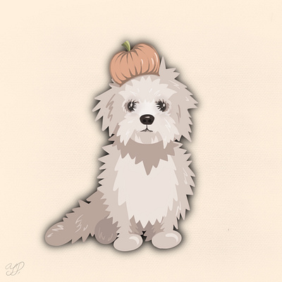 Baby-dog with pumpkin hat for Halloween 🎃 app beige dog halloween illustration logo pumpkin raster raster illustration raster to vector vector vectorart