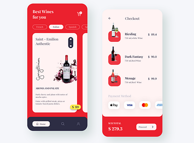 FineWine - Wine App 2d 3d clean drink drinks food and drink food app food order minimal modern onlinefood red wine wine bottle wine glass wine label winery