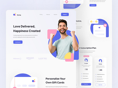 Kivta - Digital Gifting Landing Page clean design gift gift card gifting web header icon interface landing page minimal pricing simple ui ui ux ui design uiux ux web web design website