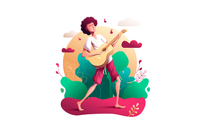 The musician in love character design flat illustration illustrator vector