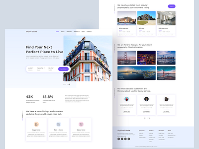 Skyline Estate - Real Estate Website Landing Page Design agency website design landing page landing page ui product design property property website real estate real estate agency real estate agent real estate design real estate logo realestate typography ui design website concept website design