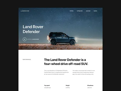 Land Rover branding car design header minimal typography ui ux visual web website