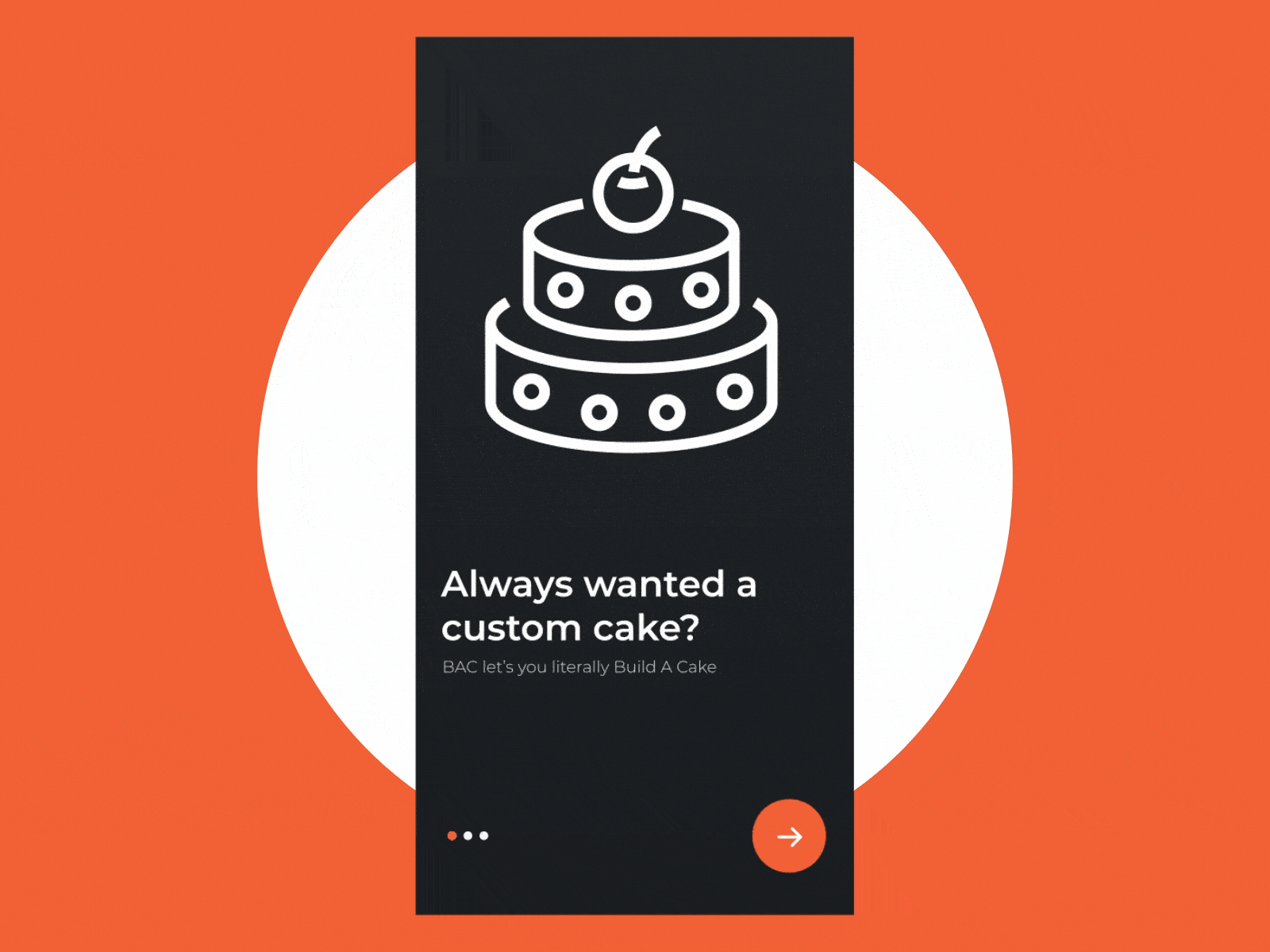 Onboarding Cake app animation bakery cake creative design dribble shot illustration minimal motion design onboarding onboarding screen onboarding screens onboarding ui ui ux