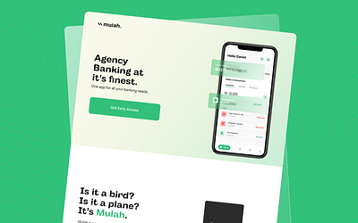 Mulah App wait-list website (Sample 1) banking fintech landingpage productdesign uiux