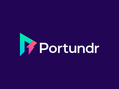 Portunder Logo Design 2d logo app logo brand identity branding agency branding and identity branding design colorful logo gradient logo illustrator lettermark logo collection logo design logo folio 2021 logo mark logo trends 2021 modern logo monogram logo p logo symbol thunderbolt