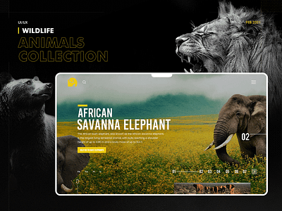 Wildlife Animals animal app black color design elegant green landing page mobile app typography ui uiuxdesign ux web website website design