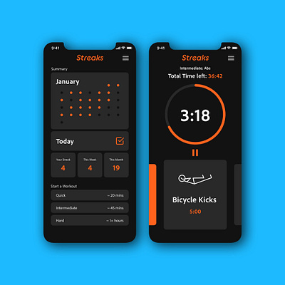 Daily UI 041 - "Workout Tracker" 041 adobe xd adobexd app daily ui daily ui 041 daily ui challenge dailyui dailyuichallenge dark mode design ios ui ui design uidesign uiux workout workout app workout tracker