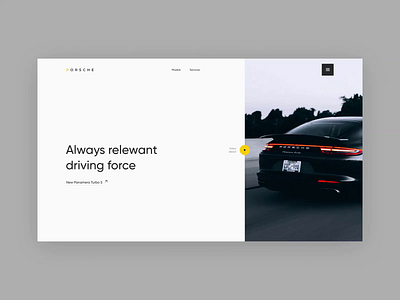 Porsche animation car clean dark design graphic logo minimalism motion online porsche shop site store typographic ui ux video web white