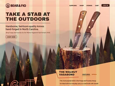 Bear & Fig project - Happy New UI Project design figma illustration illustrator knife knives landing landing page design landingpage logo lp page photoshop tree trees ui
