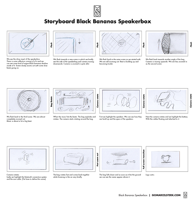 Storyboard: Black Bananas Speaker Bag animation apparel apparel design apparel graphics apparel mockup art bag bag design bags behind the scenes mockup motion graphics pencil drawing pencil sketch sketch sketches speaker storyboard storyboard artist video ads