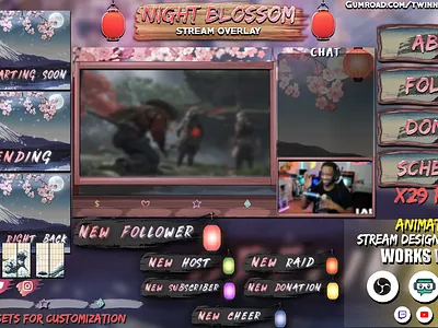 Twitch Japanese Overlay animated twitch overlay japanese twitch overlay twitch twitch overlay twitchbanner twitchgraphics twitchpanels twitchscreens