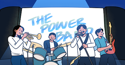 'The Power Band' art branding facebook facebook cover flat illustration illustrator minimal web website