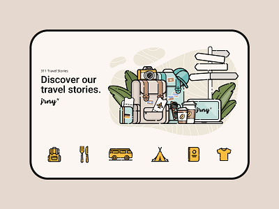 Illustrations for Travel Blog jrny.de mocked up on a tablet digital illustration flatillustration icon design illustration illustrator interface illustration tablet mockup travel accessories travel blog travel illustration ui ui illustration vector illustration web illustration