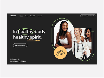 Healtx Fitness Club branding calories clean design fitness fitness center fitness club gym health healthy landing minimal sport steps ui ux