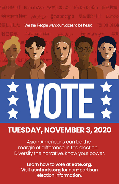 Voting PSA american asian chinese cocreation diversity election filipino hindi japanese khmer korean language languages persian politics representation tagalog vietnamese vote voting