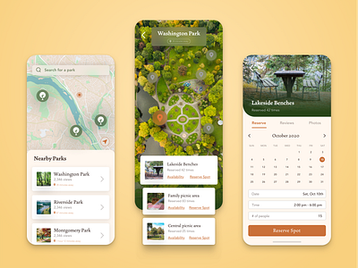 Park App • Creative Concept app concept design ios light mode mobile app design park reserve social distancing ui ux