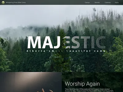 Alberta's most beautiful campground bible camp christial design desktop forest green national park nature outdoor religious trees ui ux webpage website