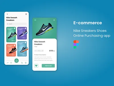 Nike sneaker E-commerce Mobile app branding card components e commerce app ecommerce figma freebies mobile ui online online store shoes shopping sneakers trade trendy ui design ui elements uidesign uiux ux