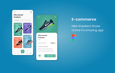 Nike sneaker E-commerce Mobile app branding card components e commerce app ecommerce figma freebies mobile ui online online store shoes shopping sneakers trade trendy ui design ui elements uidesign uiux ux