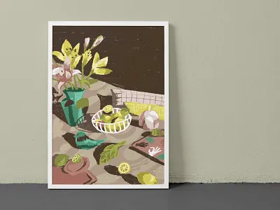 stillherestilllife art bird flowers lemon painting pastel procreate still life stillherestilllife