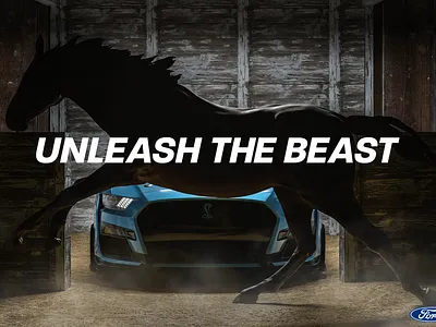 Unleash the Beast - FORD 3d art advertising art direction branding design ford mustang gt500 muscle car