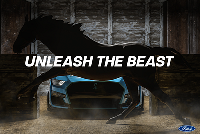 Unleash the Beast - FORD 3d art advertising art direction branding design ford mustang gt500 muscle car