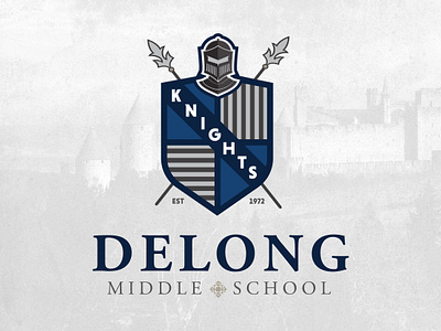 Delong Middle Logo Concept garamond knight logo medieval middle school school