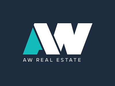 AW letters logo design for real estate company bold clean company branding identity branding logo design branding logodesign logotype navy logo real estate logo sign design stationery design w logo