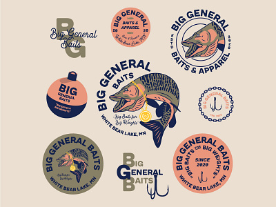 Big General Baits branding fish fisherman fishing illustration lakes logo minnesota outdoors