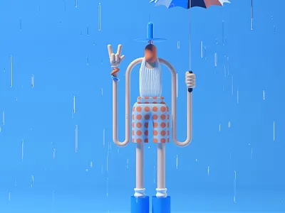Rainy days 3d c4d character redshift3d