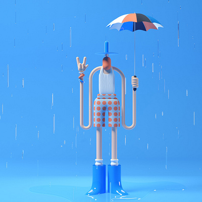 Rainy days 3d c4d character redshift3d