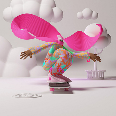 Skating and scarves 3d c4d character redshift3d