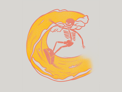 Ride the Wave bones dead doodle illustration letters ocean skeletons water wave