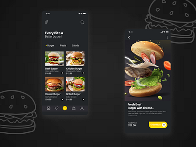 My first UI design app design fastfood hamburger ui