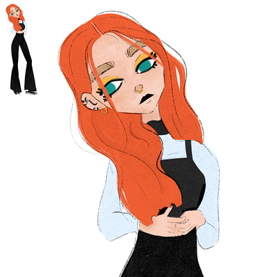 Sol character illustration characterdesign converse design fashion illustration girl goth illustration makeup outfit red hair