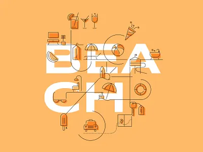 Beach Rentals iconography system beach digital illustration holidays icon icon system iconography illustration pictogram rental