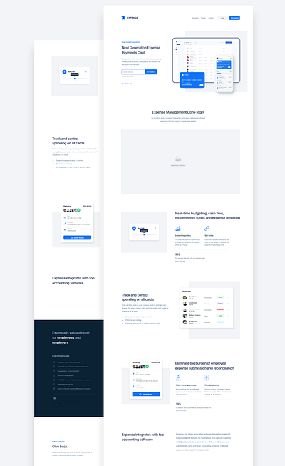 Expensa Landing Page card dashboard design desktop fintect landing layout mobile page ui web webdesign website