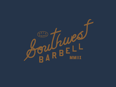 Southwest Barbell barbell blue gold gym logo vintage