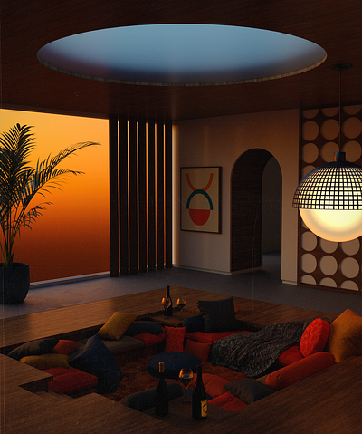 The Morning 3d 3d art architecture blender3d interior mid century modern render surreal surrealism